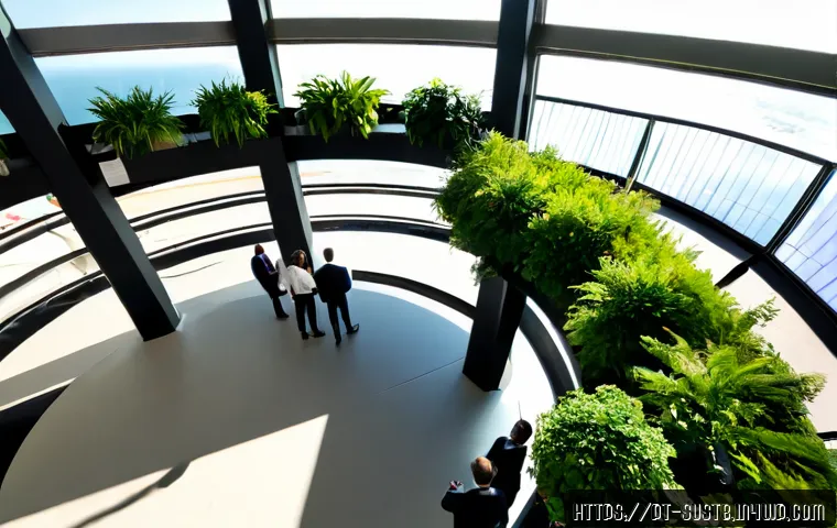 Home 17 지속가능성 관련 국제 행사 소개 - Photorealistic wide-angle scene of an international sustainability summit in Lisbon, Portugal, diver...